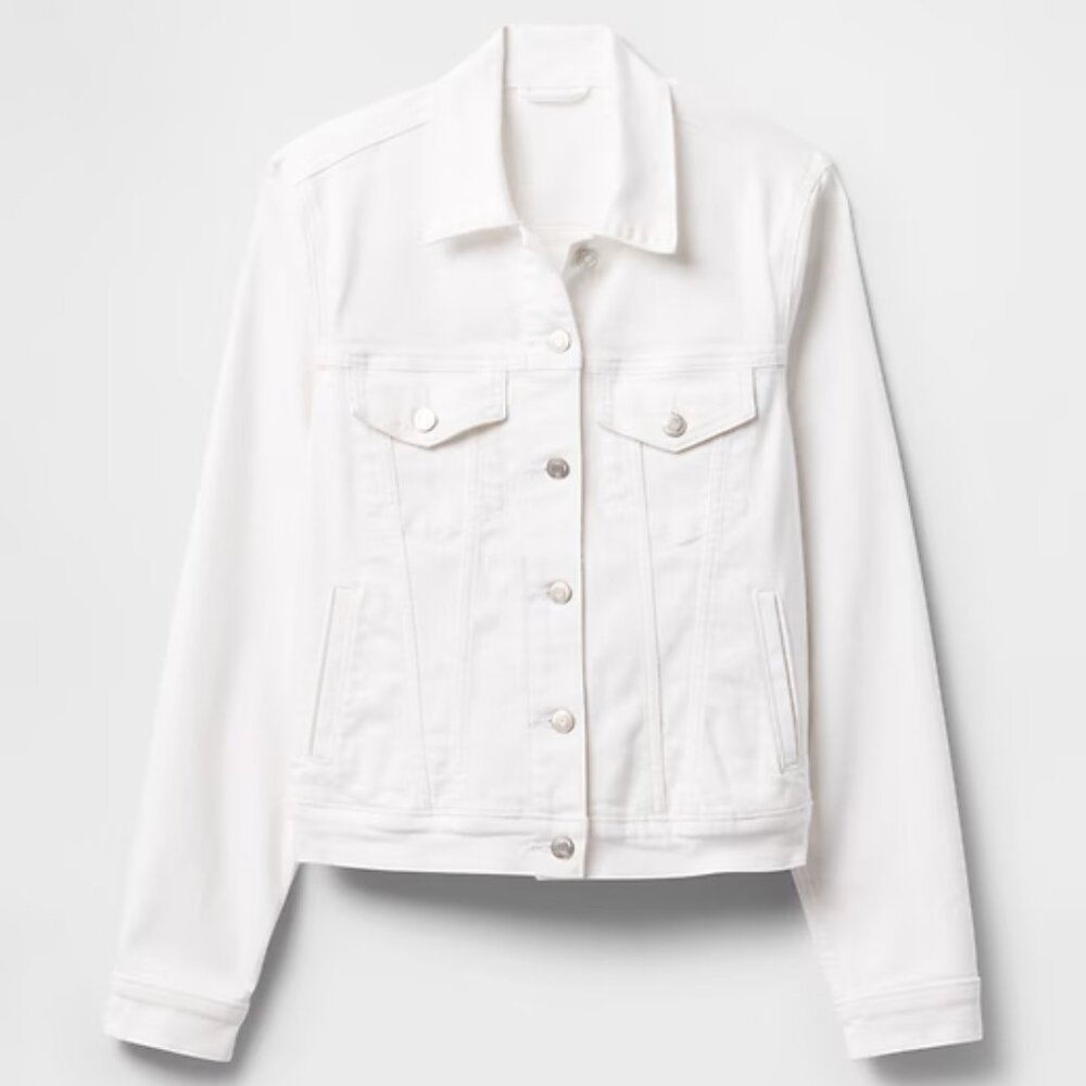 GAP Classic White Spring Icon Denim Jean Jacket Size L